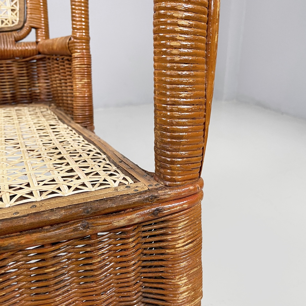 Poltrone in rattan e paglia, 1960 ca.