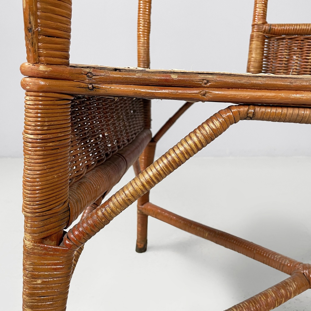 Poltrone in rattan e paglia, 1960 ca.