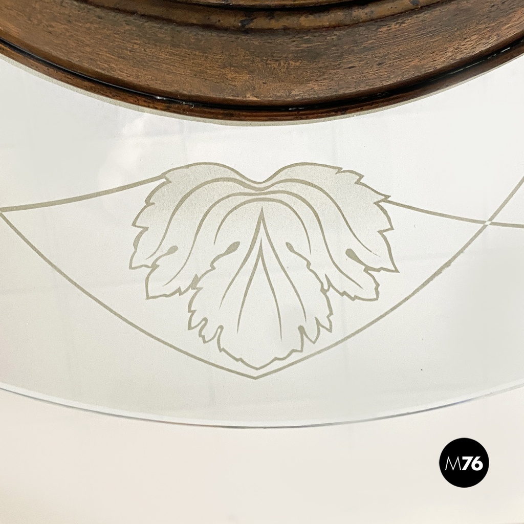 Lampadario con decorazione in vetro e rame, 1940 ca.