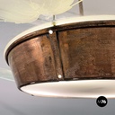 Lampadario con decorazione in vetro e rame, 1940 ca.