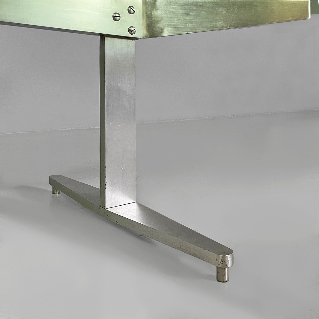 Tavolo da caffè in vetro e alluminio, 1970 ca.