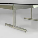 Tavolo da caffè in vetro e alluminio, 1970 ca.