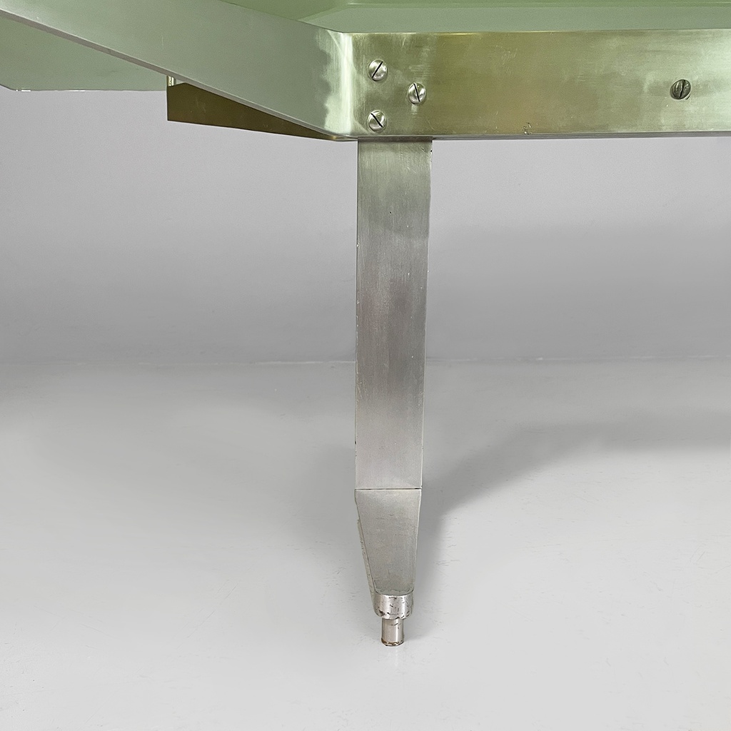 Tavolo da caffè in vetro e alluminio, 1970 ca.