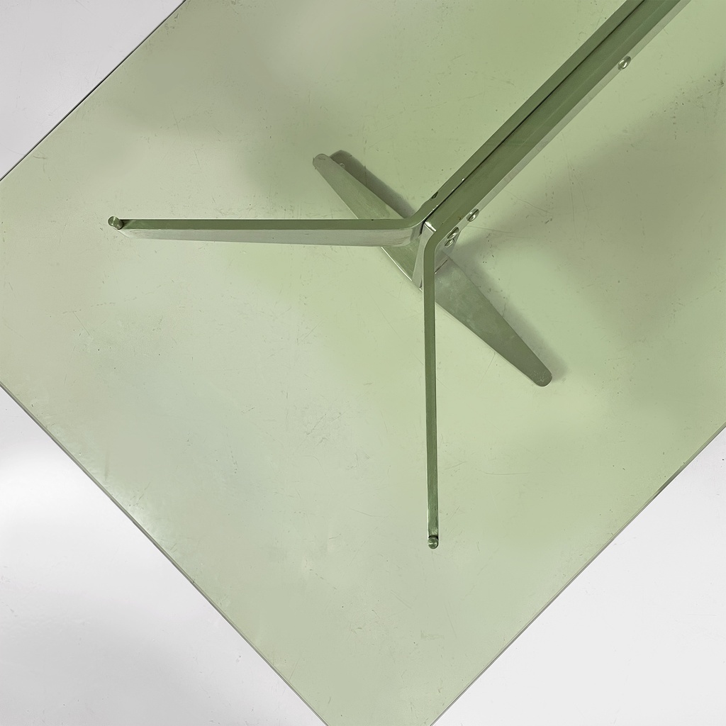 Tavolo da caffè in vetro e alluminio, 1970 ca.