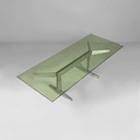 Tavolo da caffè in vetro e alluminio, 1970 ca.