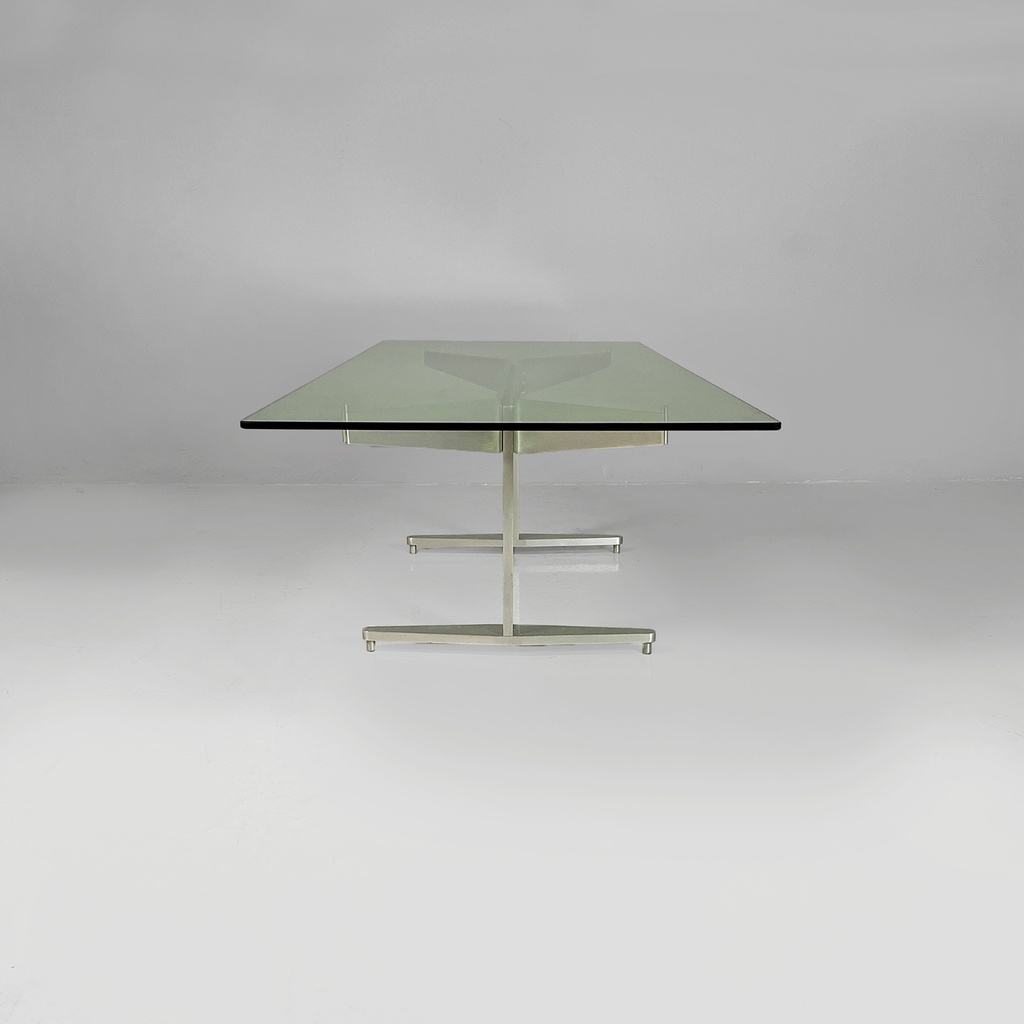 Tavolo da caffè in vetro e alluminio, 1970 ca.