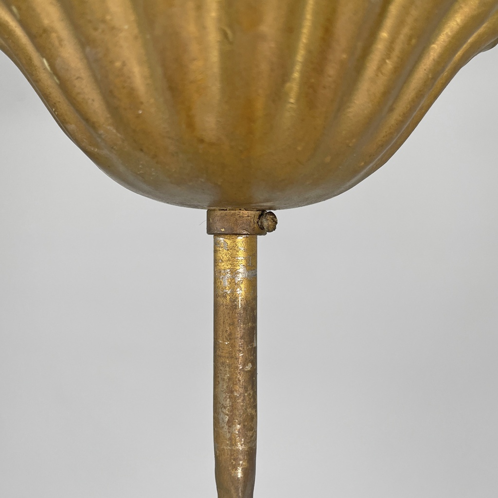 Lampadario in vetro rosa e trasparente, primi del 1900 ca.