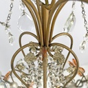 Lampadario in vetro rosa e trasparente, primi del 1900 ca.