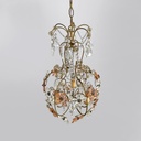 Lampadario in vetro rosa e trasparente, primi del 1900 ca.