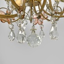 Lampadario in vetro rosa e trasparente, primi del 1900 ca.