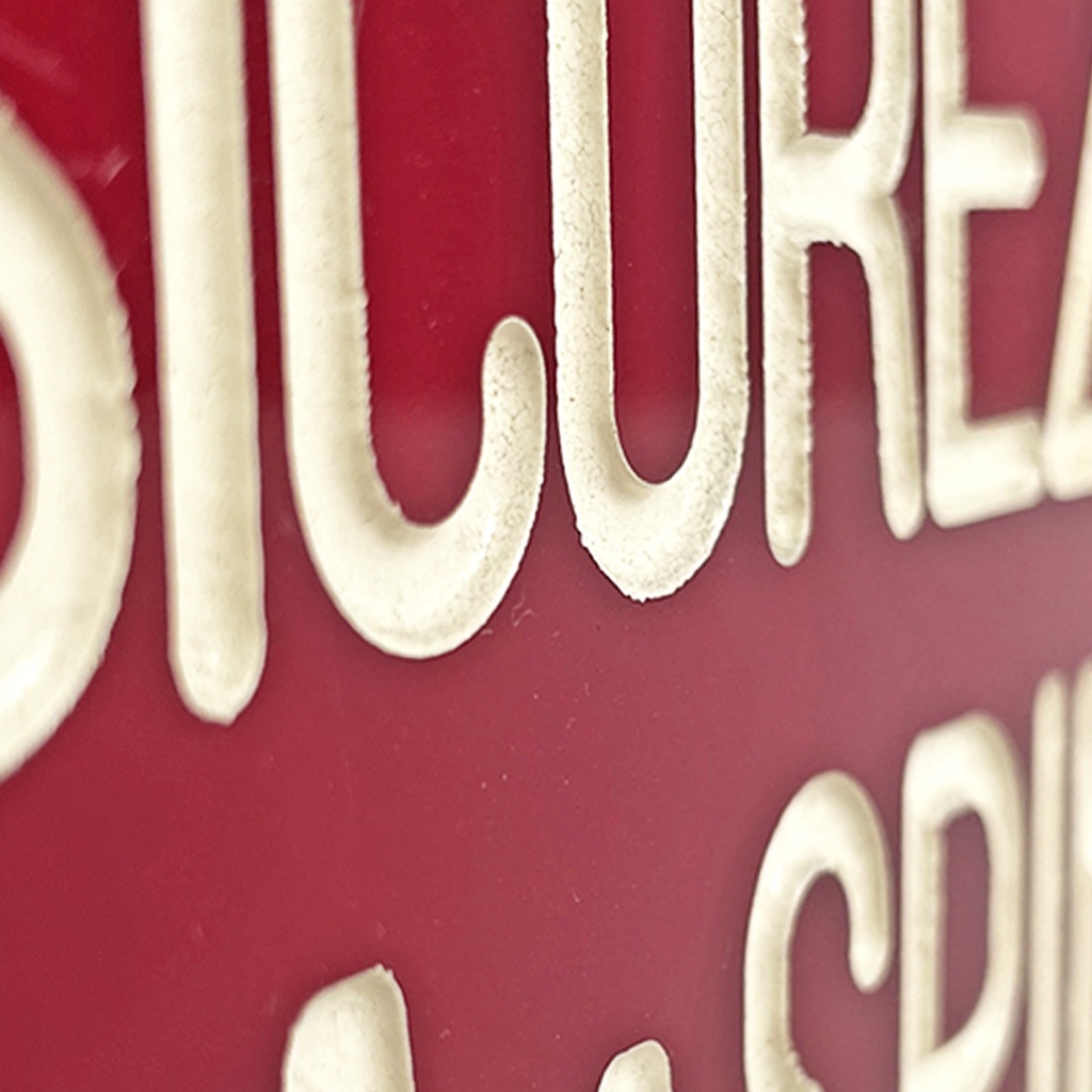 Red plastic and white writing cinema or theater sign, 1960s