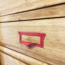 Archivio in legno e metallo rosso, 1940 ca.