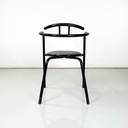 Sedie in metallo nero e tessuto grigio, 1980 ca.