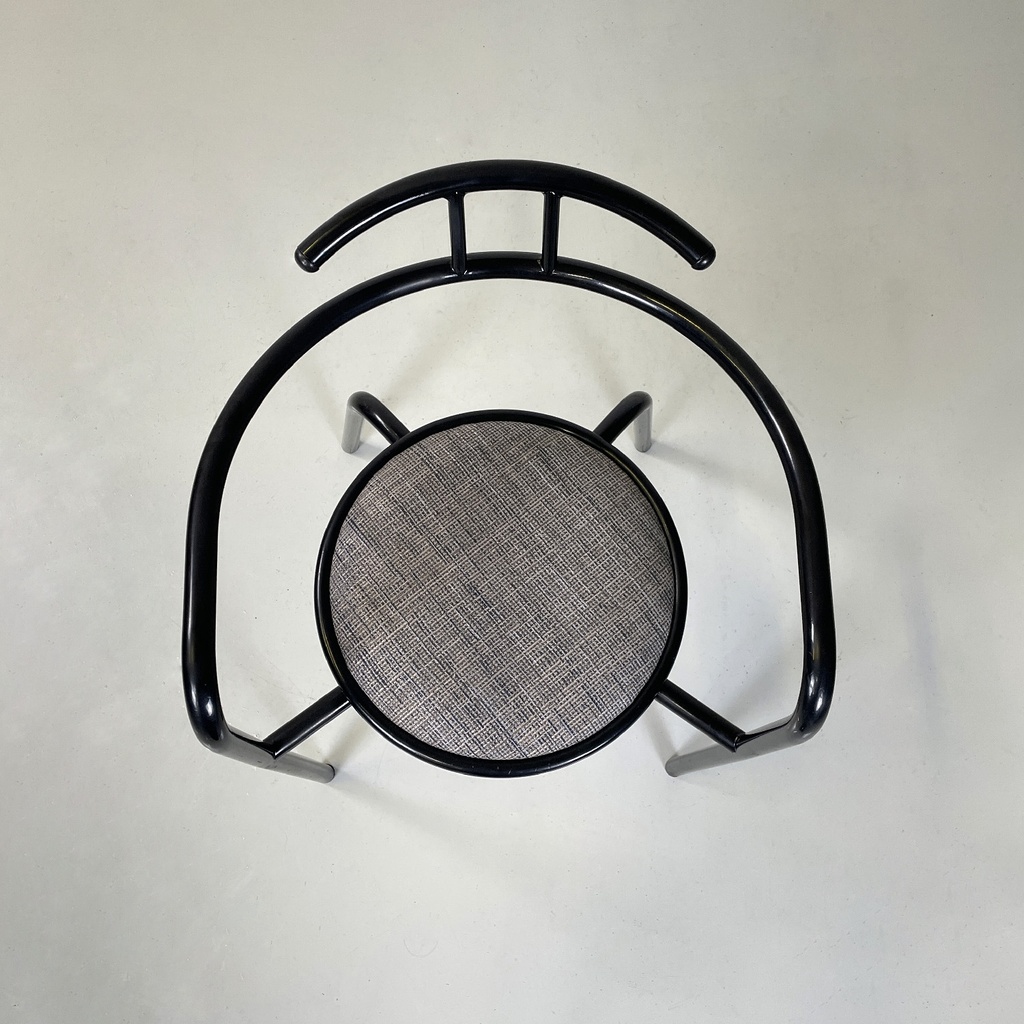 Sedie in metallo nero e tessuto grigio, 1980 ca.