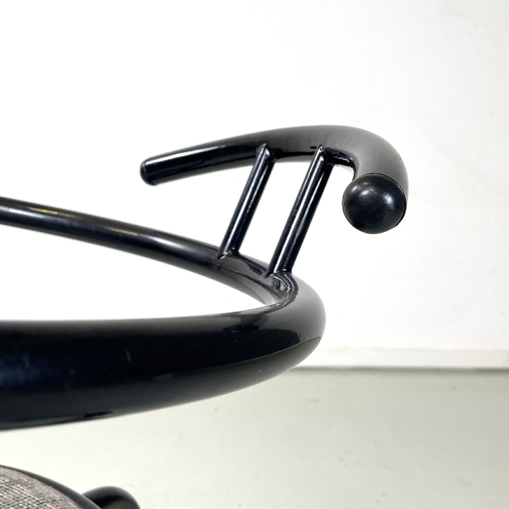 Sedie in metallo nero e tessuto grigio, 1980 ca.