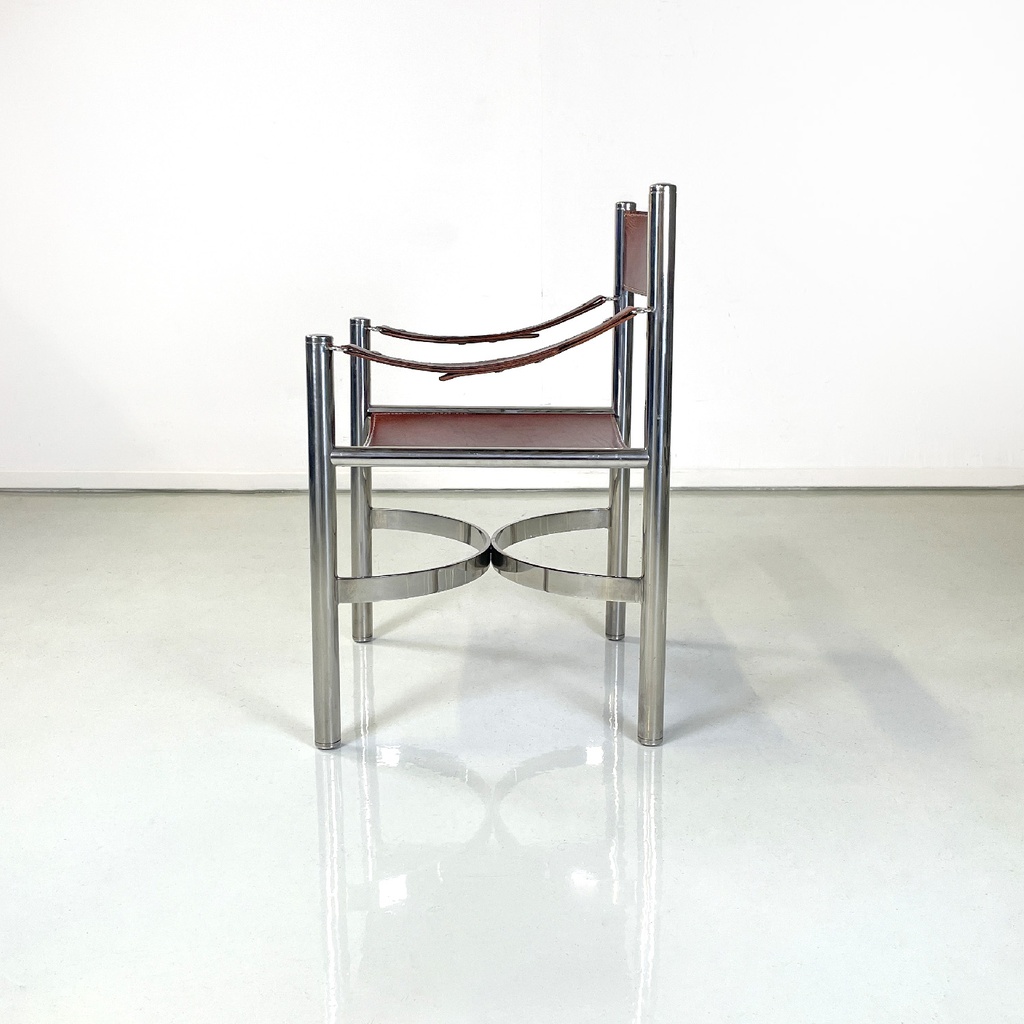 Sedie in pelle marrone di D.I.D., 1970 ca.