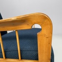 Poltrone in legno e tessuto blu, 1940s