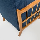Poltrone in legno e tessuto blu, 1940s