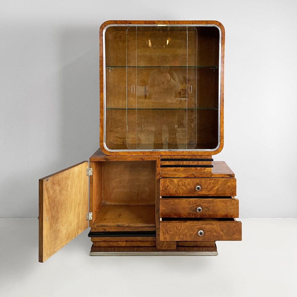 Credenza con vetrina in legno, 1920 ca.
