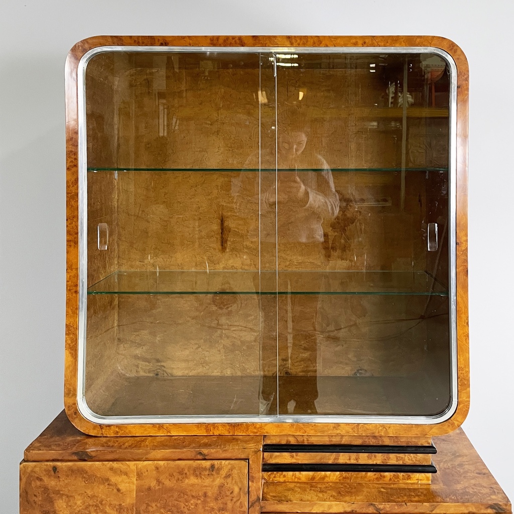 Credenza con vetrina in legno, 1920 ca.