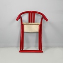 Sedia a pozzetto pieghevole in legno rosso, 1980 ca.