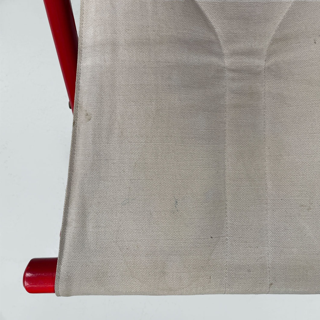 Sedia a pozzetto pieghevole in legno rosso, 1980 ca.