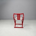 Sedia a pozzetto pieghevole in legno rosso, 1980 ca.