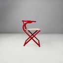 Sedia a pozzetto pieghevole in legno rosso, 1980 ca.