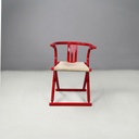 Sedia a pozzetto pieghevole in legno rosso, 1980 ca.