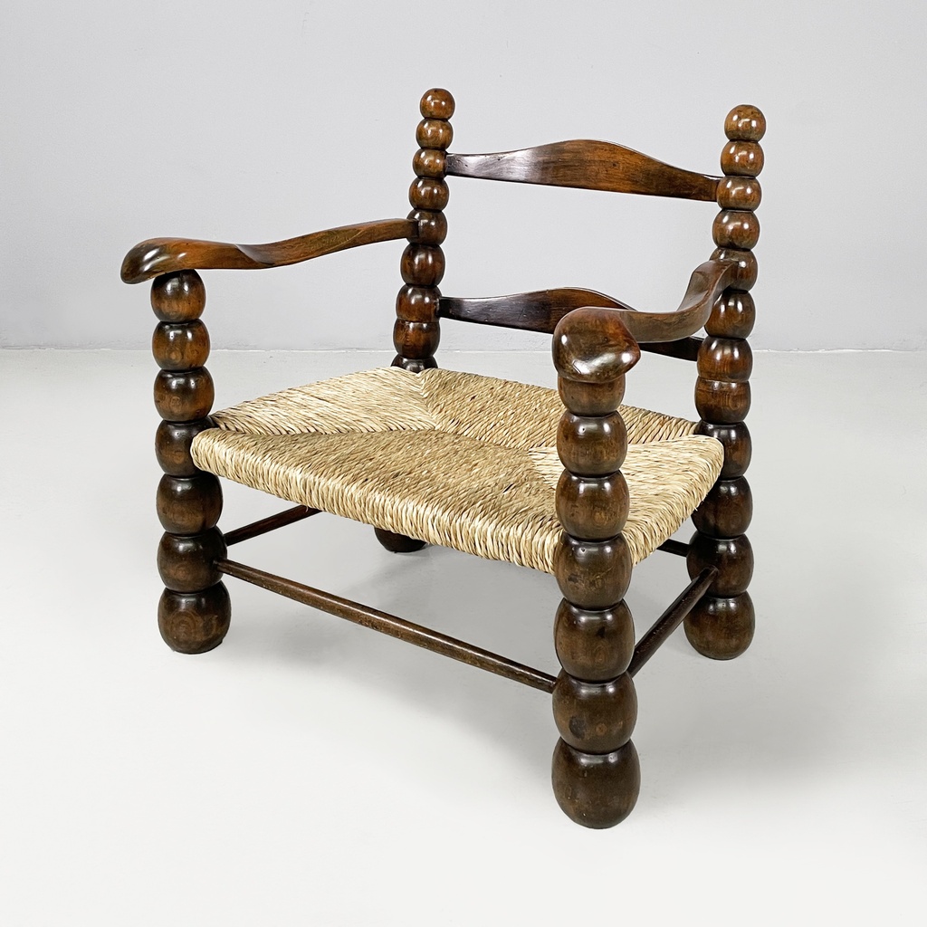 Poltrone in legno e paglia, 1960 ca.
