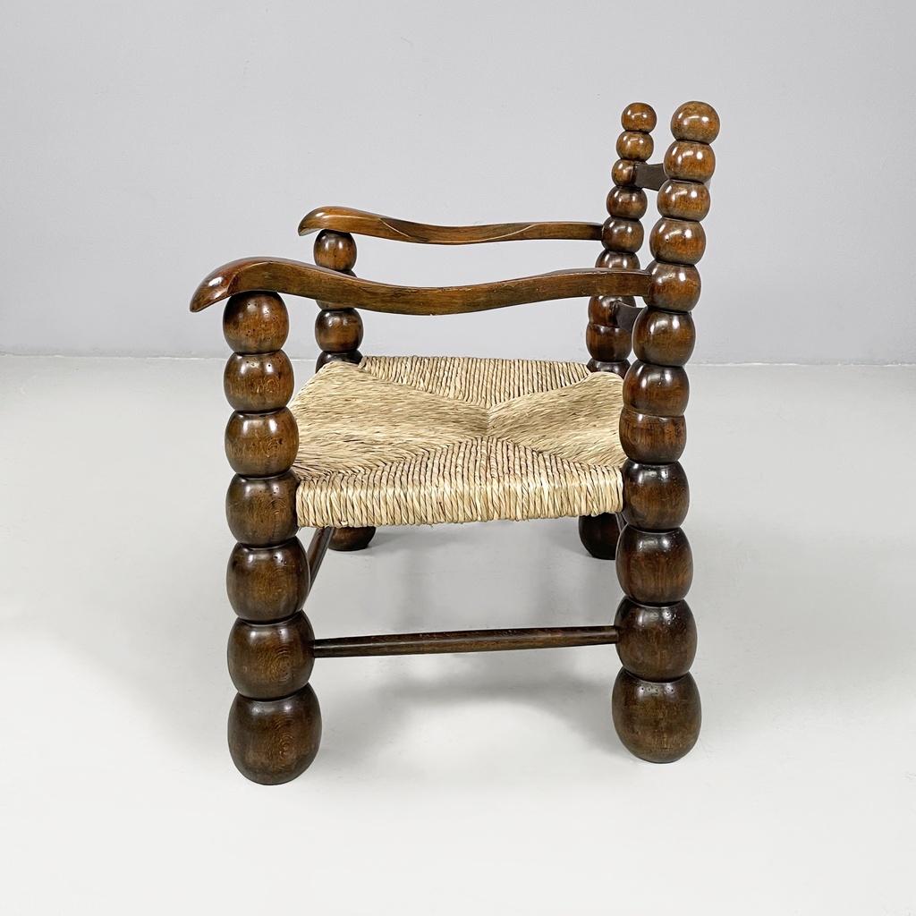 Poltrone in legno e paglia, 1960 ca.