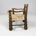 Poltrone in legno e paglia, 1960 ca.