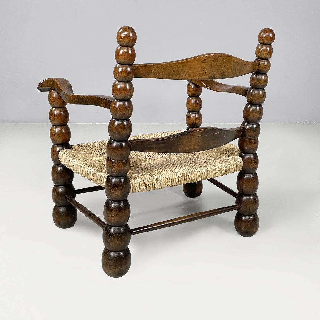 Poltrone in legno e paglia, 1960 ca.