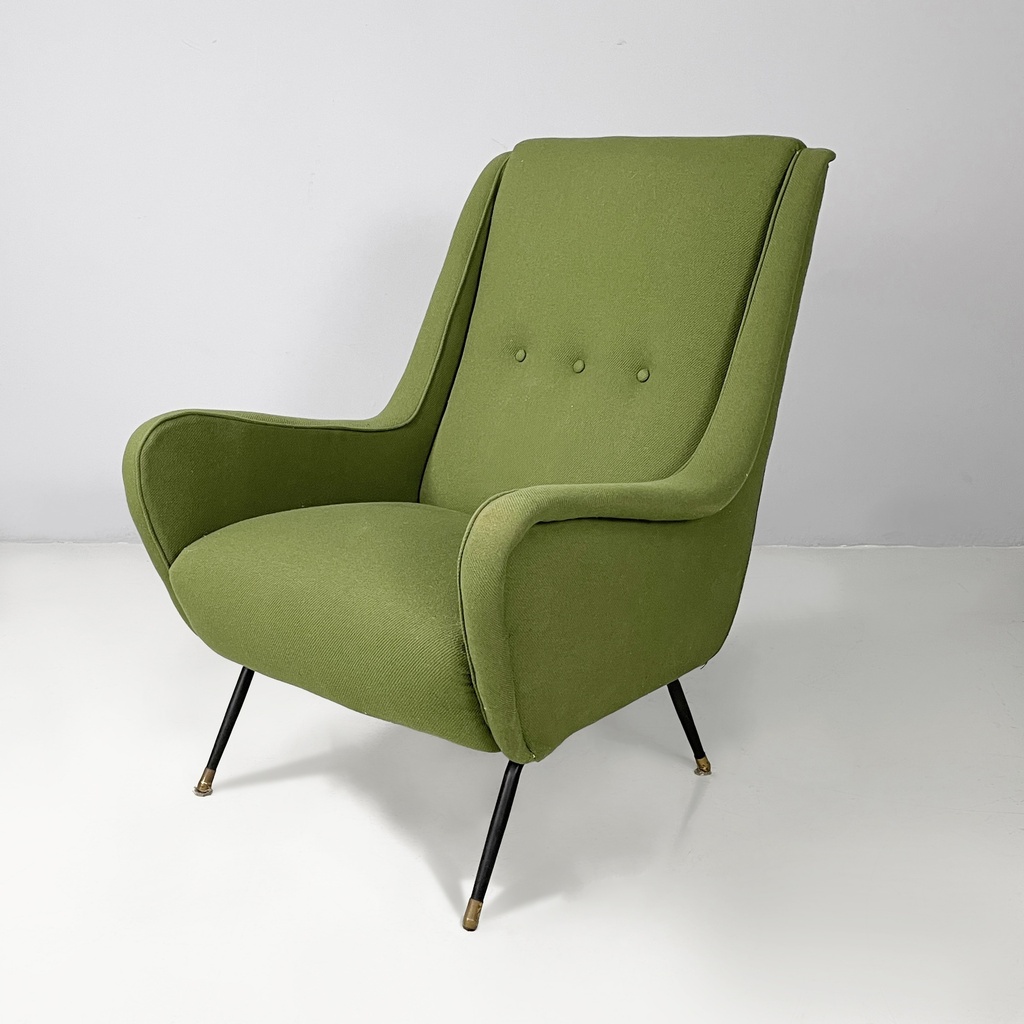 Poltrone in tessuto verde, 1950 ca.