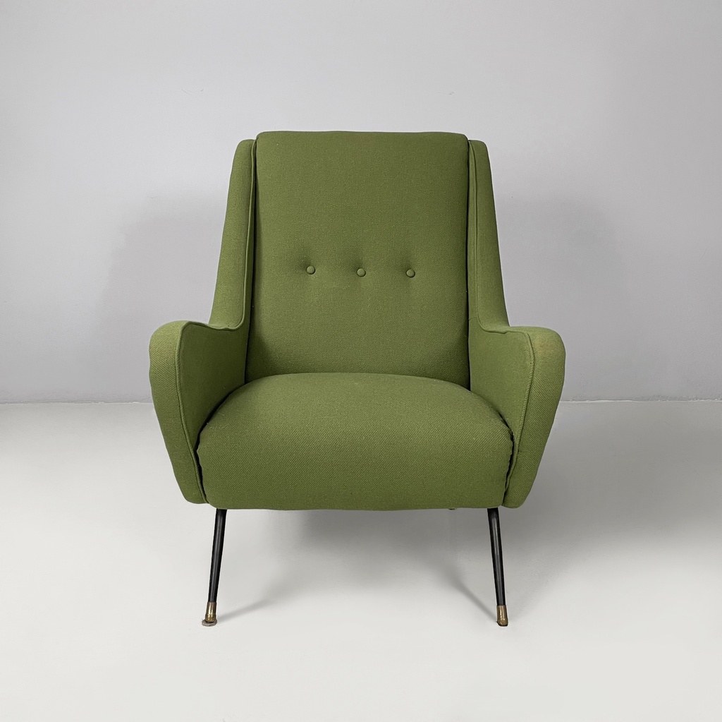 Poltrone in tessuto verde, 1950 ca.