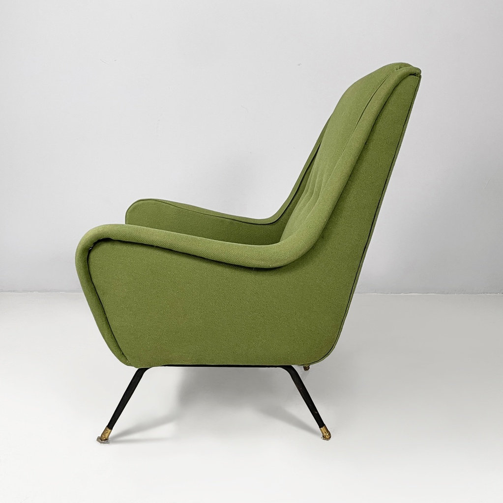Poltrone in tessuto verde, 1950 ca.