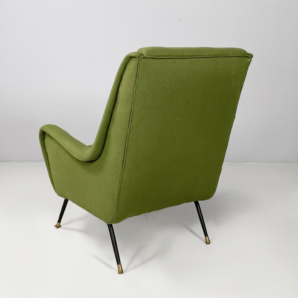 Poltrone in tessuto verde, 1950 ca.