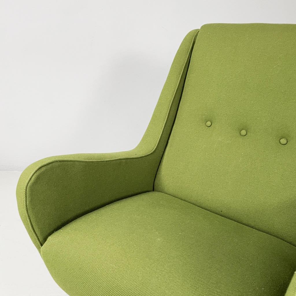 Poltrone in tessuto verde, 1950 ca.