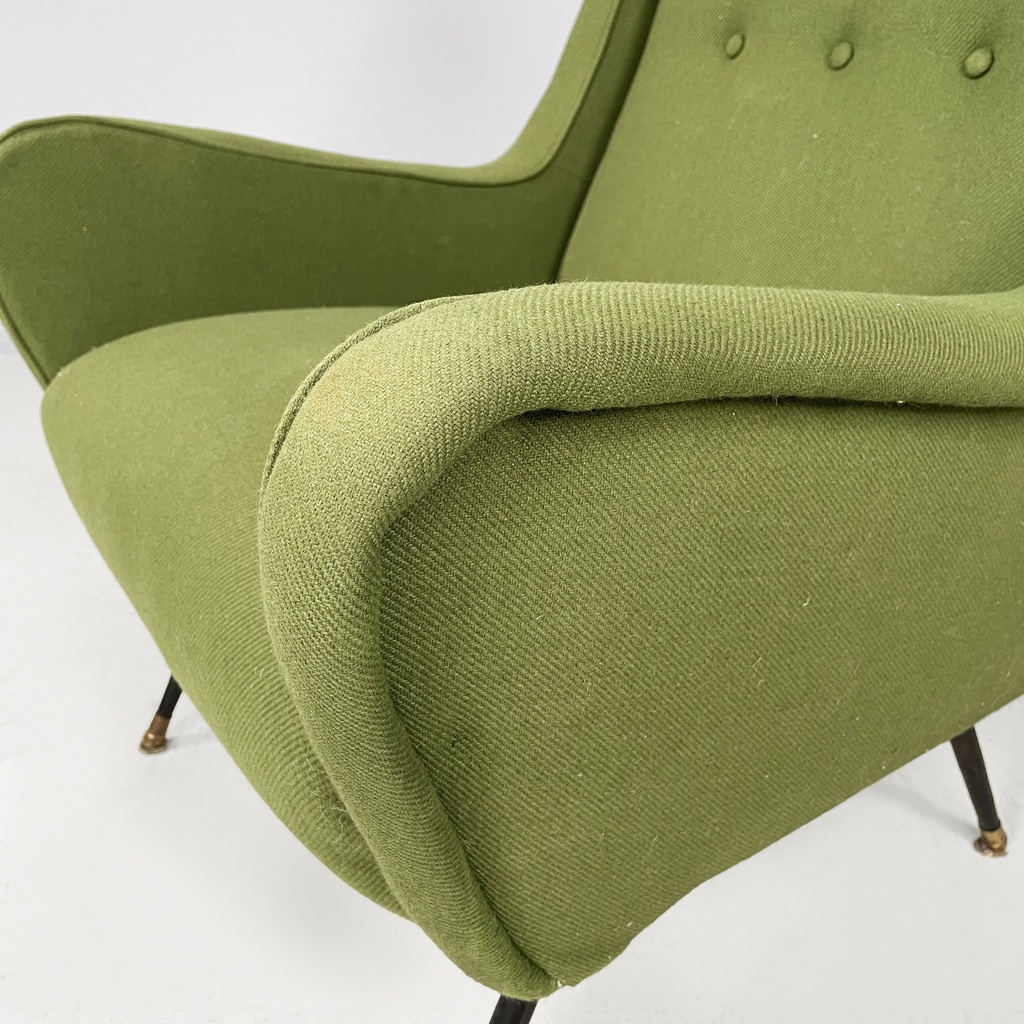 Poltrone in tessuto verde, 1950 ca.
