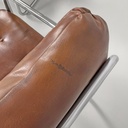 Poltrone in finta pelle marrone e metallo cromato, 1970 ca.