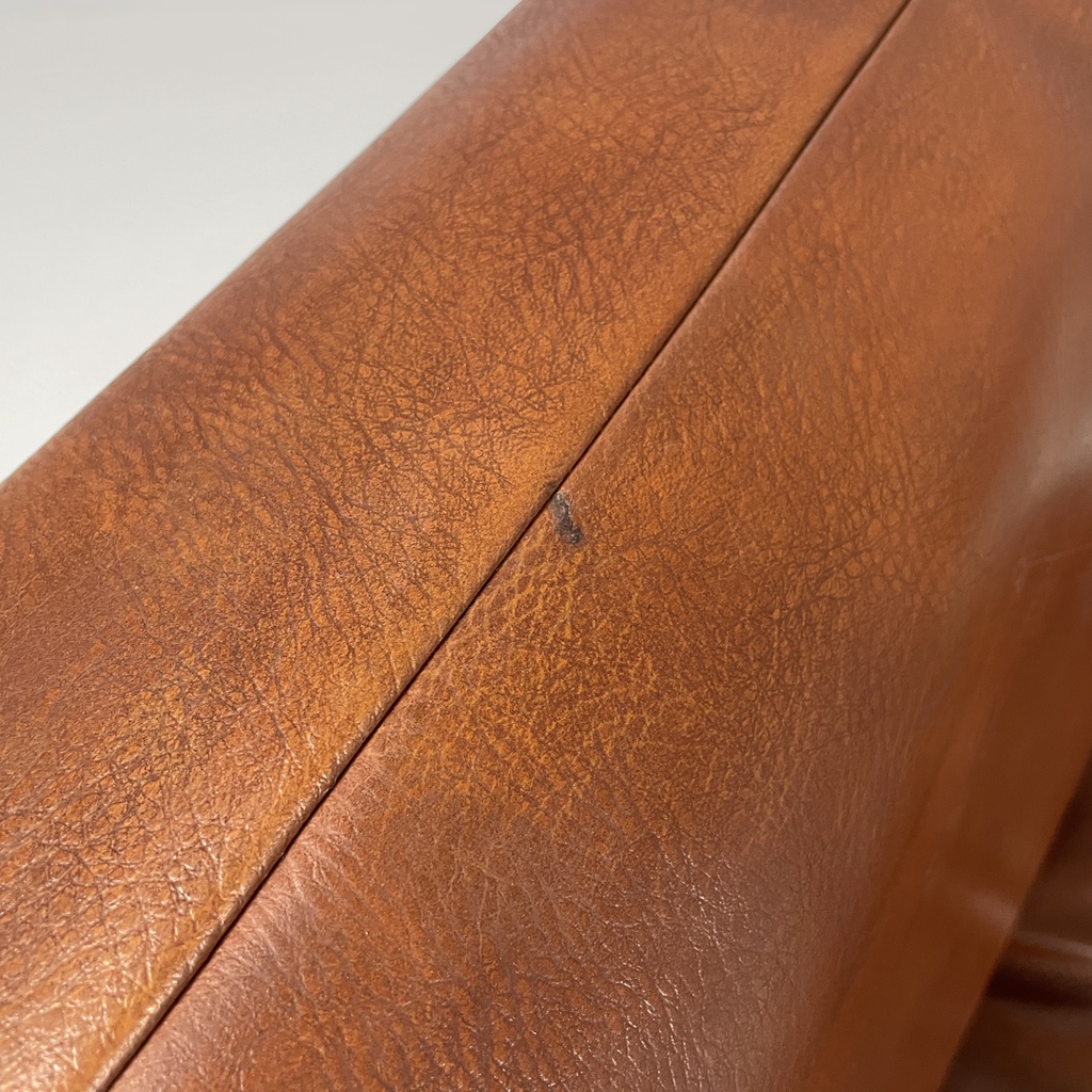 Poltrone in finta pelle marrone e metallo cromato, 1970 ca.