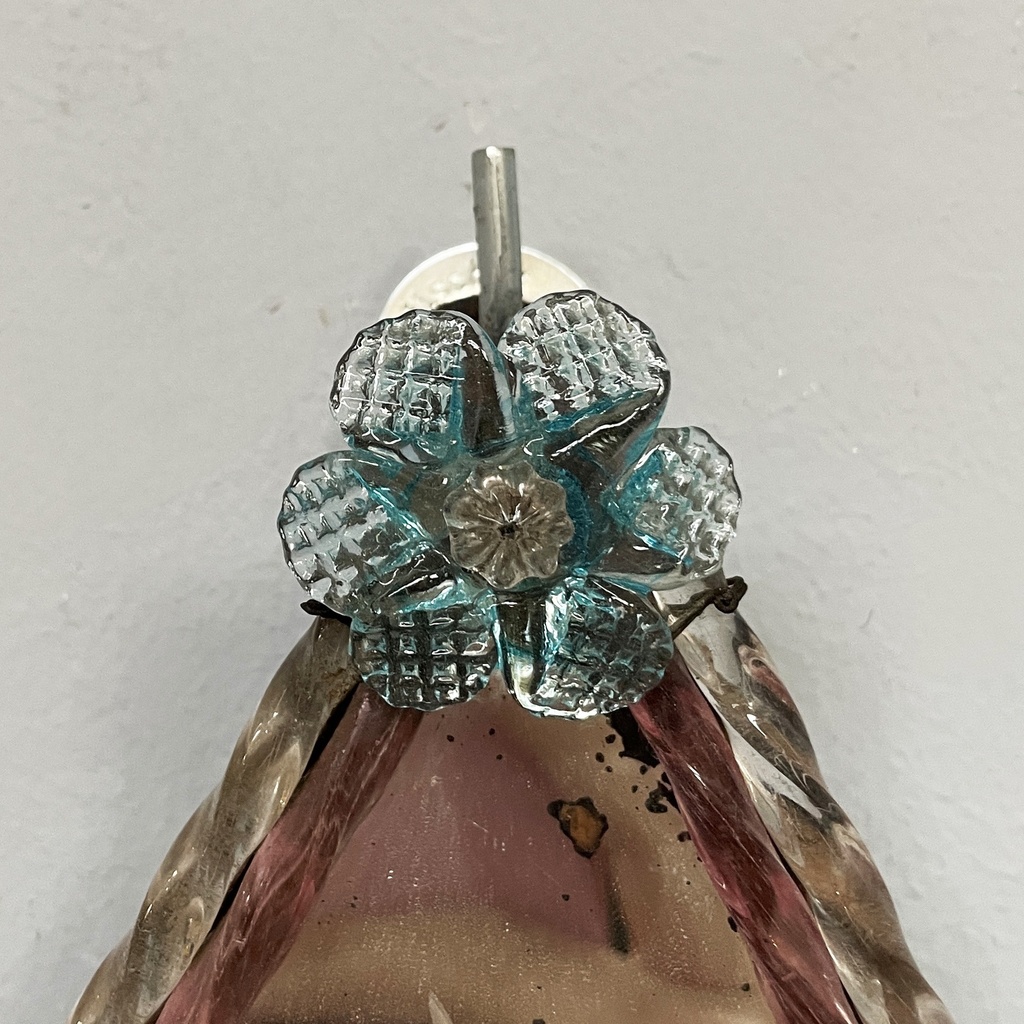 Specchio da parete con decorazioni in vetro, 1980 ca.