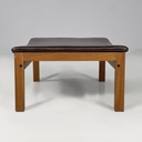 Pouf in pelle marrone e legno, 1960 ca.