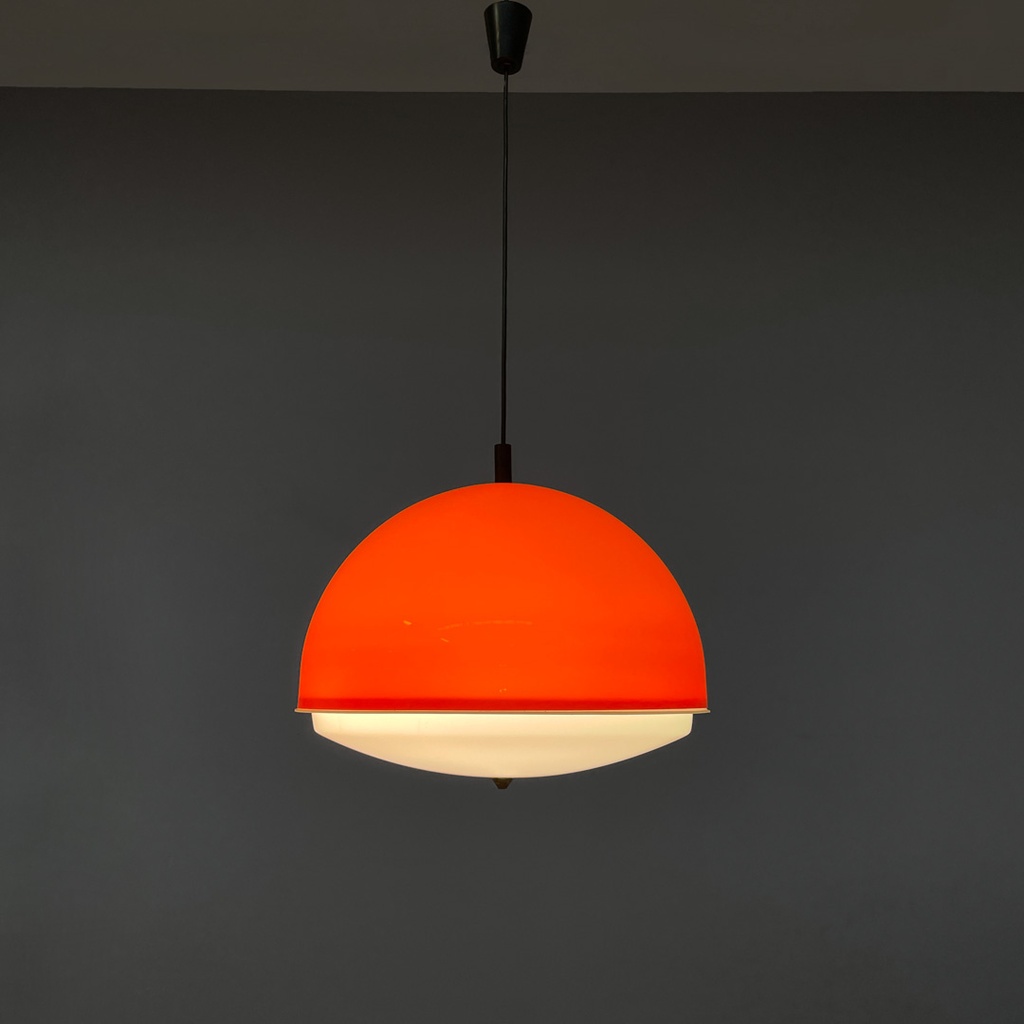 Lampadario in plastica arancione, 1970 ca.