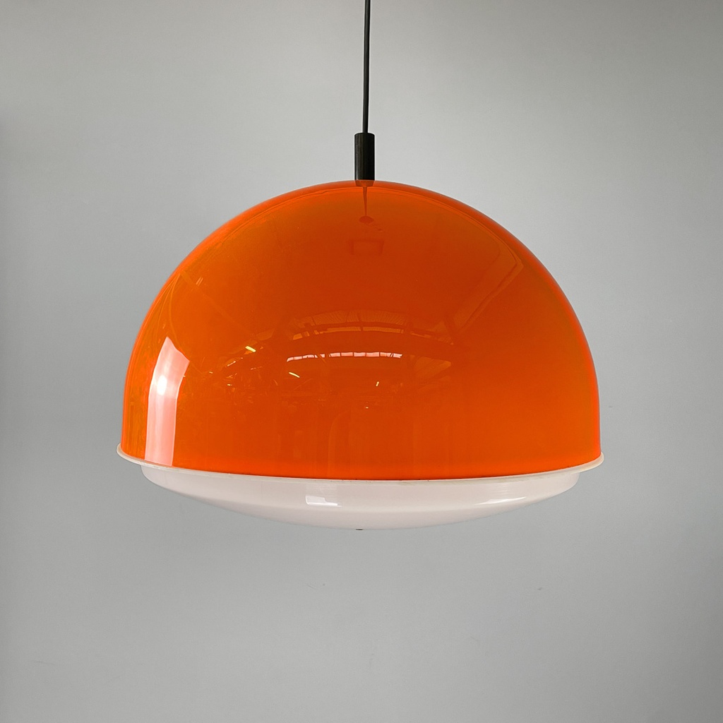 Lampadario in plastica arancione, 1970 ca.