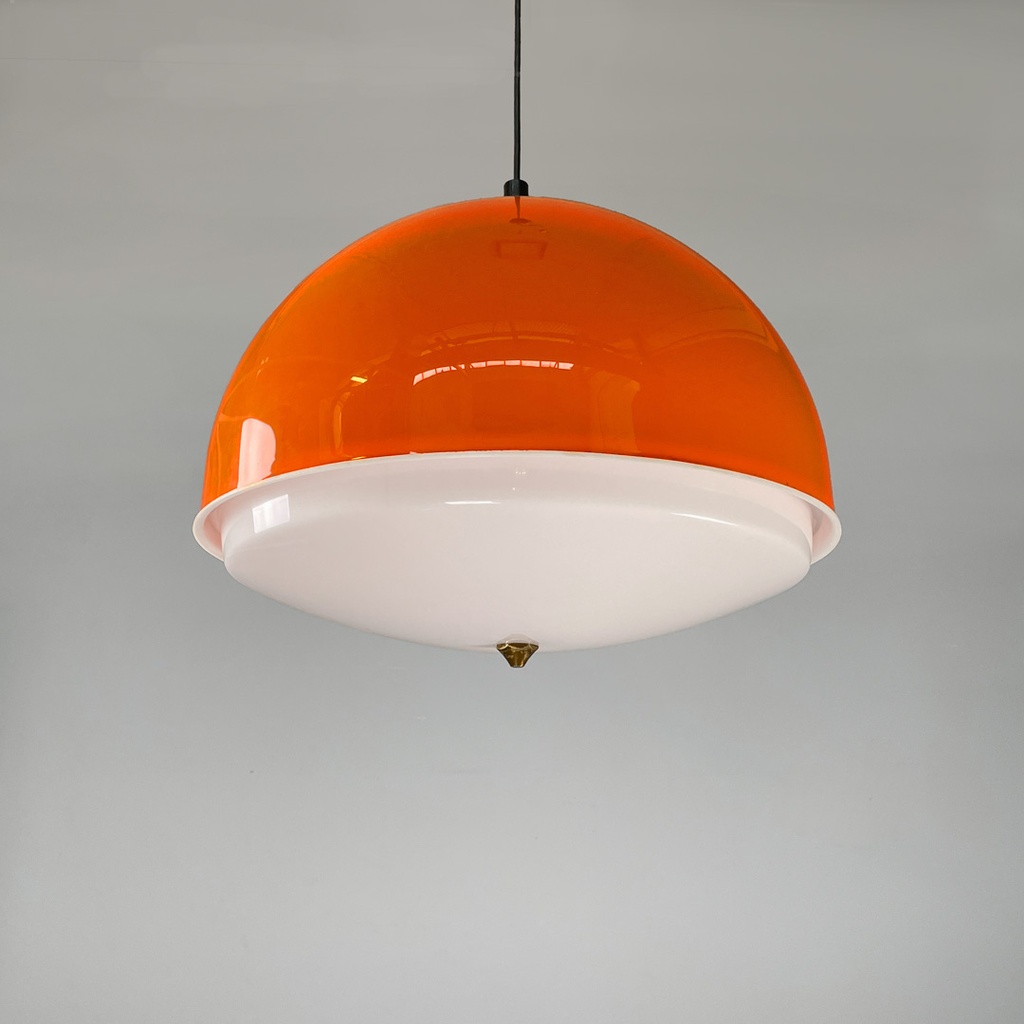 Lampadario in plastica arancione, 1970 ca.