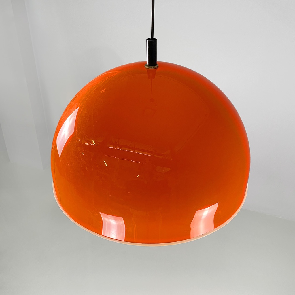 Lampadario in plastica arancione, 1970 ca.