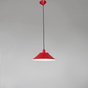 Lampadario in metallo rosso e vetro, 1970 ca.