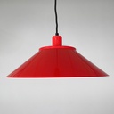 Lampadario in metallo rosso e vetro, 1970 ca.