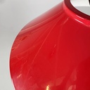 Lampadario in metallo rosso e vetro, 1970 ca.